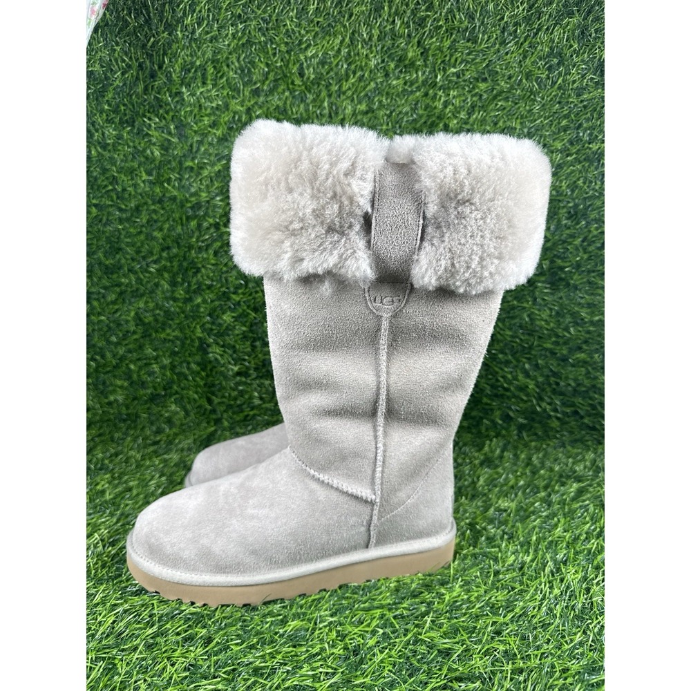UGG Suhenny Sheepskin Suede Tall Boots Cobblestone Gray 1153513 Womens Size 7